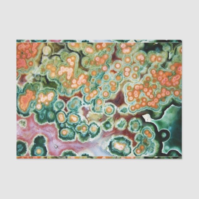 Papier Mousseline Motif en pierre de Gem, Jasper Océan, Vert et Mult (Recto)