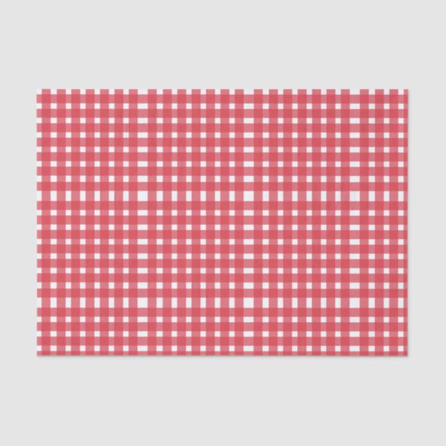 Papier Mousseline Motif En vichy blanc rouge (Recto)