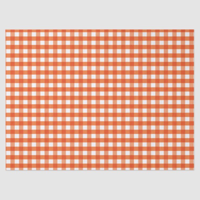 Papier Mousseline Motif En vichy orange et blanc (Recto)