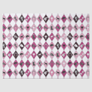 Papier Mousseline Motif équestre rose élégant en diamant