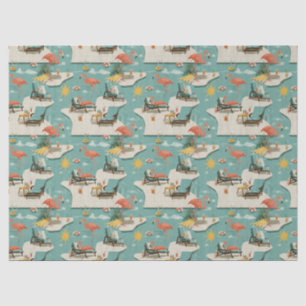 Papier Mousseline Motif Été Rétro Flamingo Piscine (11)
