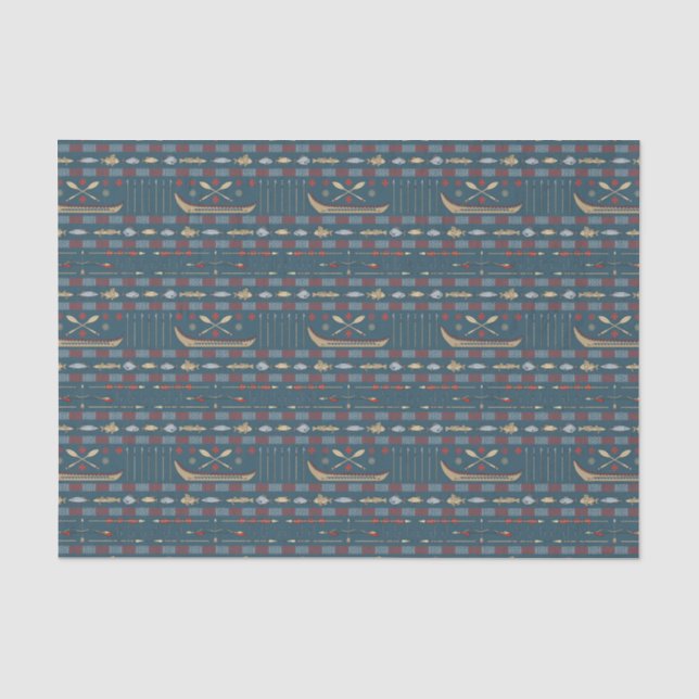 Papier Mousseline Motif ethnique de pêche (Recto)