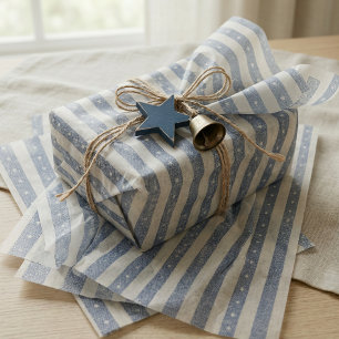 Papier Mousseline Motif Étoiles et Rayures Vintage Americana ID1306