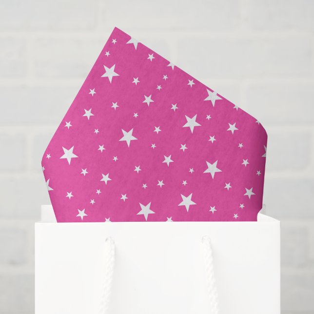 Papier Mousseline Motif étoiles rose (Sac cadeau)