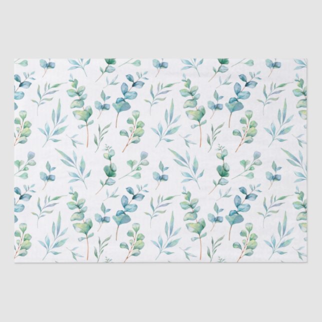 Papier Mousseline Motif Eucalyptus aquarelle (Recto)