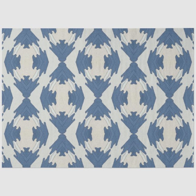 Papier Mousseline Motif extensible bleu et gris (Recto)