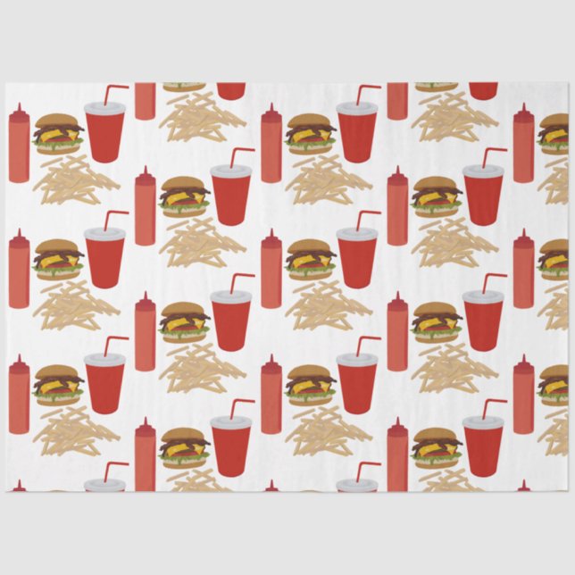 Papier Mousseline Motif Fast Food Burger Fries (Recto)