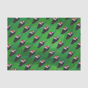 Papier Mousseline Motif Festif de chat noir sur vert