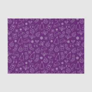 Papier Mousseline Motif festif de Noël hivernal violet et blanc