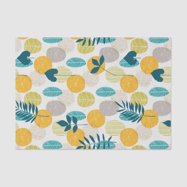 Papier Mousseline Motif feuille coloré (Recto)