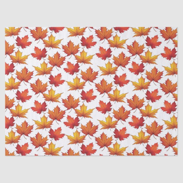 Papier Mousseline Motif Feuille de Red Maple. Motif d'automne (Recto)