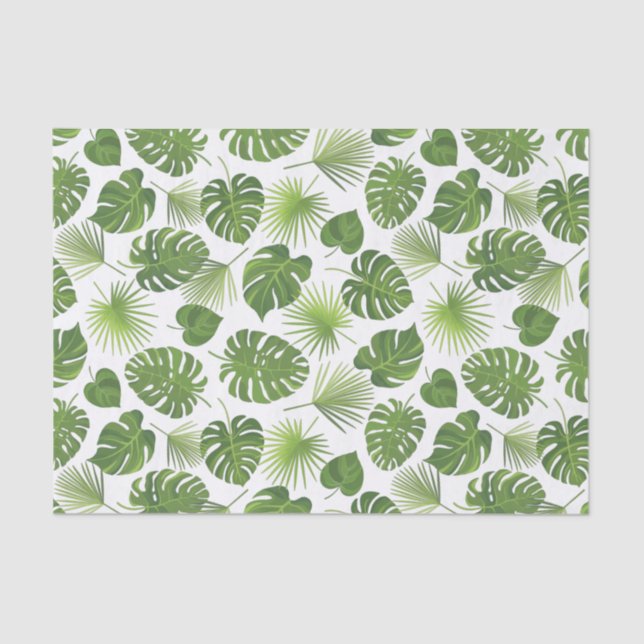Papier Mousseline Motif Feuille élégant Green Tropical (Recto)