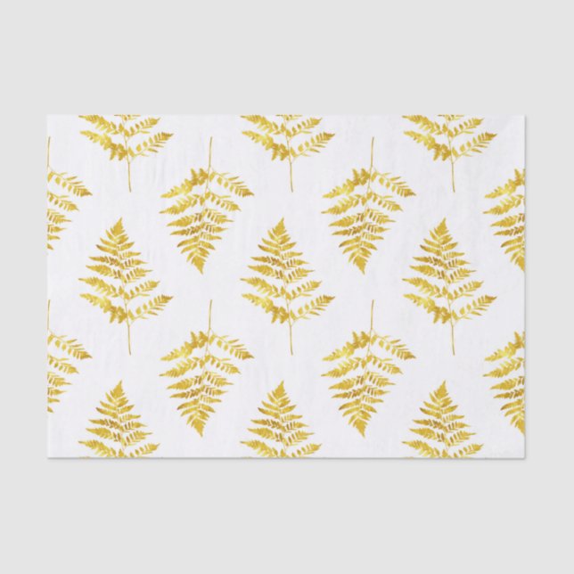 Papier Mousseline Motif Feuille Gold Fern (Recto)