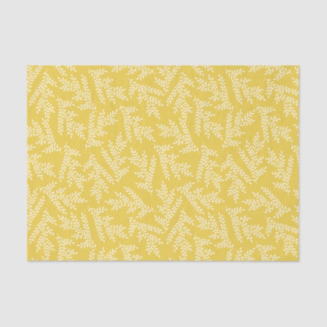 Papier Mousseline Motif Feuille moderne de moutarde jaune (Recto)
