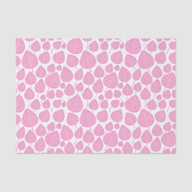 Papier Mousseline Motif feuille - rose (Recto)