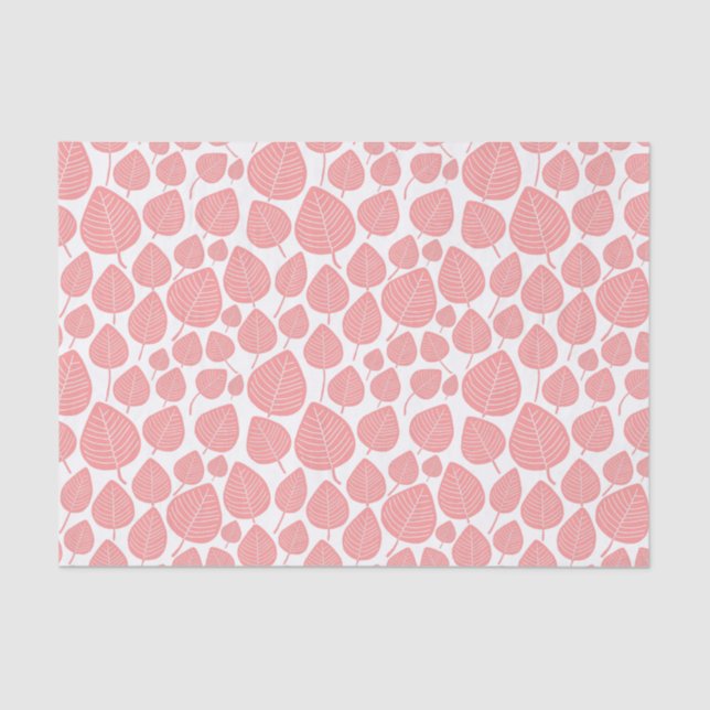 Papier Mousseline Motif feuille - Rose doux (Recto)