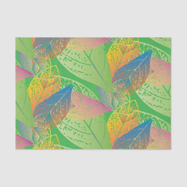 Papier Mousseline Motif Feuille vert frais du printemps (Recto)