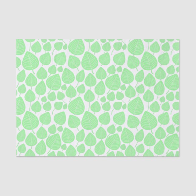 Papier Mousseline Motif feuille - vert menthe (Recto)