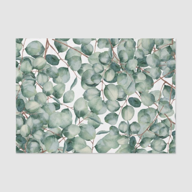 Papier Mousseline Motif Feuille verte 20 (Recto)