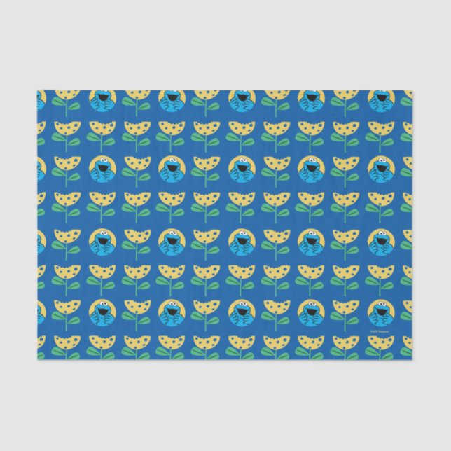 Papier Mousseline Motif Fleur de Cookie Monster (Recto)