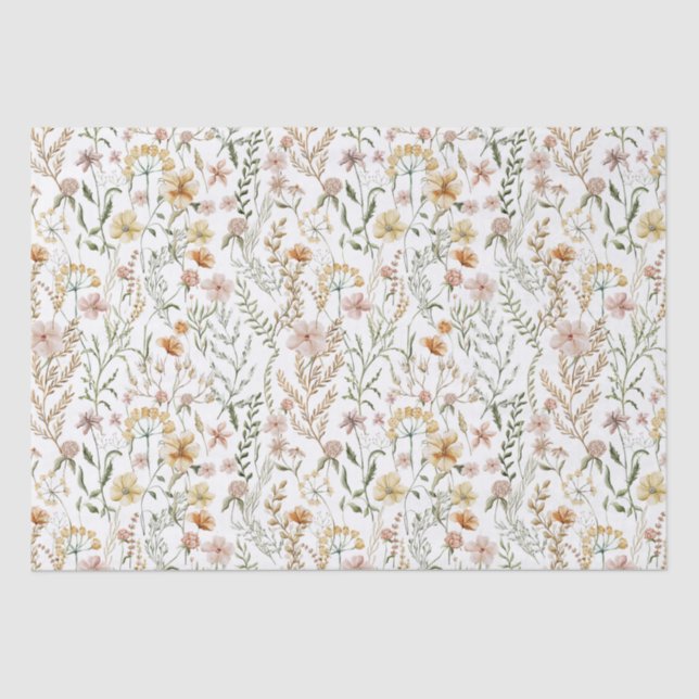 Papier Mousseline Motif Fleur sauvage aquarelle (Recto)