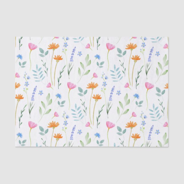 Papier Mousseline Motif Fleur sauvage d'aquarelle mixte (Recto)