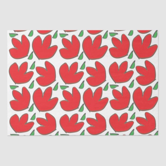 Papier Mousseline Motif floral à fleurs rouges (Recto)