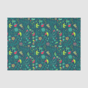 Papier Mousseline Motif floral avec les oiseaux 2 de bande dessinée