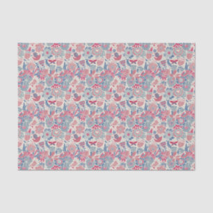 Papier Mousseline Motif floral avec l'oiseau et le papillon