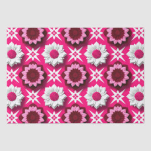 Papier Mousseline Motif floral avec lotus rose et blanc vibrant