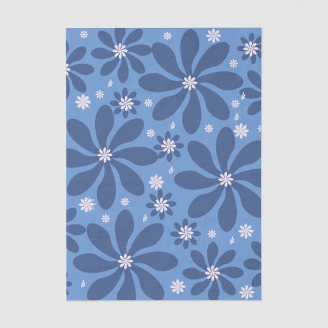 Papier Mousseline Motif Floral Bleu - Élégant linge d'accès (Recto)