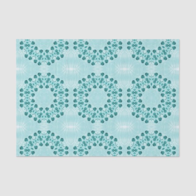 Papier Mousseline Motif floral, bleu Turquoise (Recto)