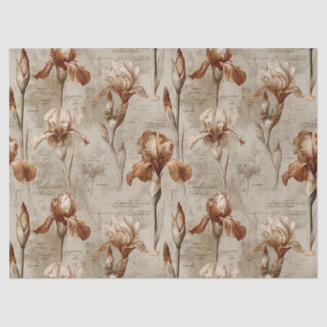 Papier Mousseline Motif floral botanique vintage (4) (Recto)