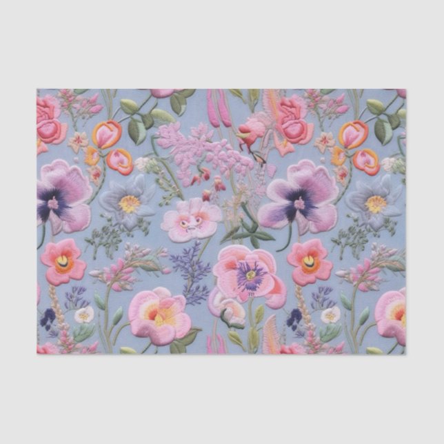 Papier Mousseline Motif floral brodé (Recto)