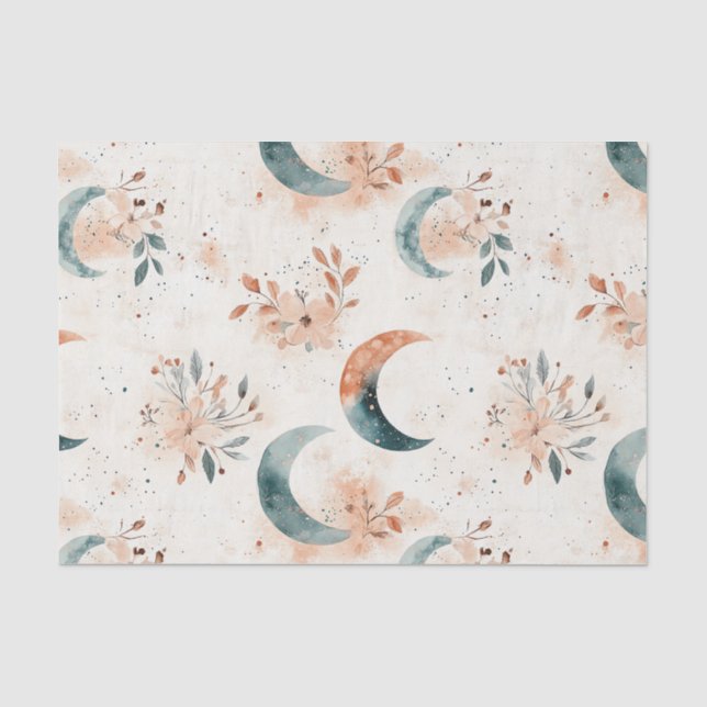Papier Mousseline Motif floral céleste (5) (Recto)