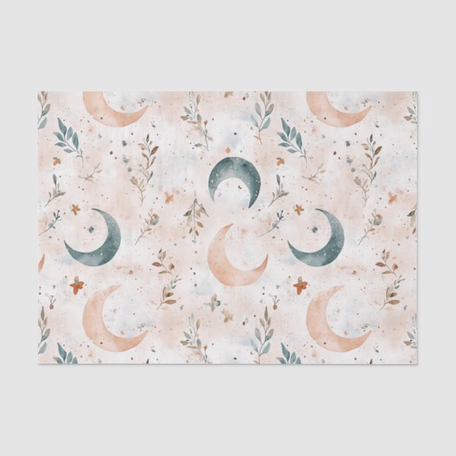 Papier Mousseline Motif floral céleste (6) (Recto)