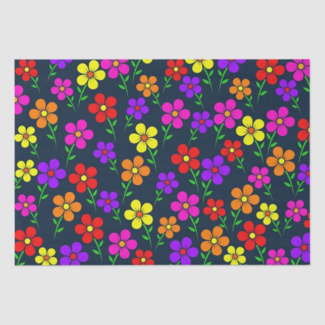 Papier Mousseline Motif floral coloré (Recto)