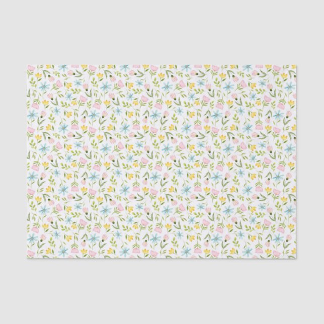 Papier Mousseline Motif floral d'aquarelle (Recto)