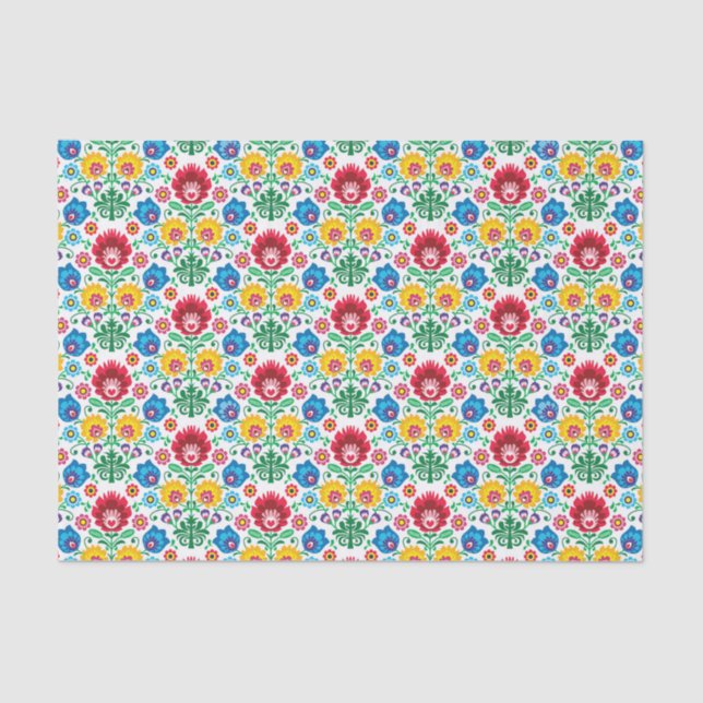 Papier Mousseline Motif floral d'art populaire de coeur (Recto)