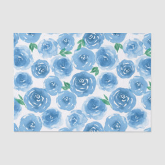 Papier Mousseline Motif floral de bleu d'aquarelle Girly mignonne de