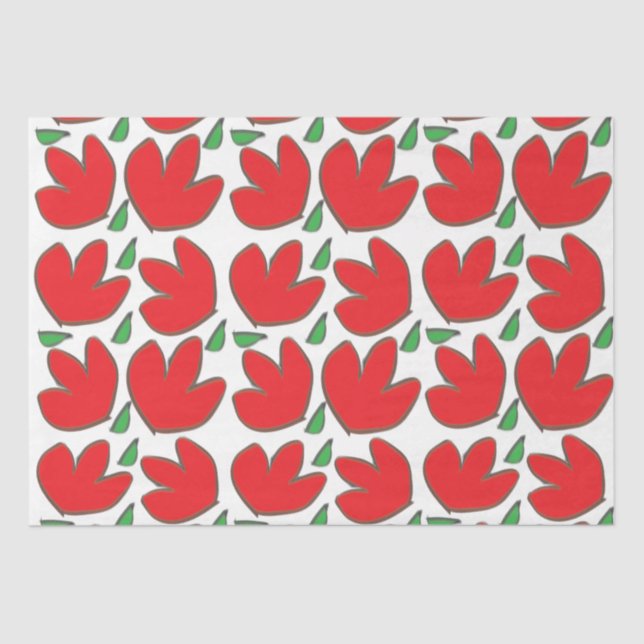 Papier Mousseline Motif floral de fleurs rouges (Recto)