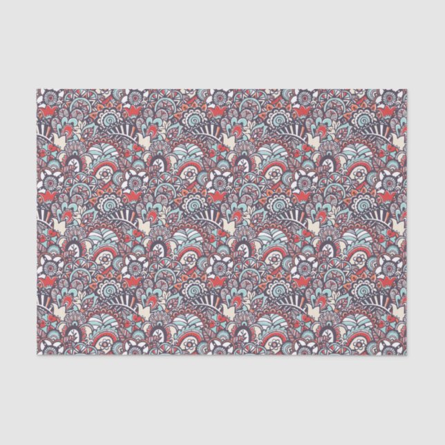 Papier Mousseline Motif floral de griffonnage de Paisley (Recto)