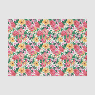 Papier Mousseline Motif floral de ketmie tropicale