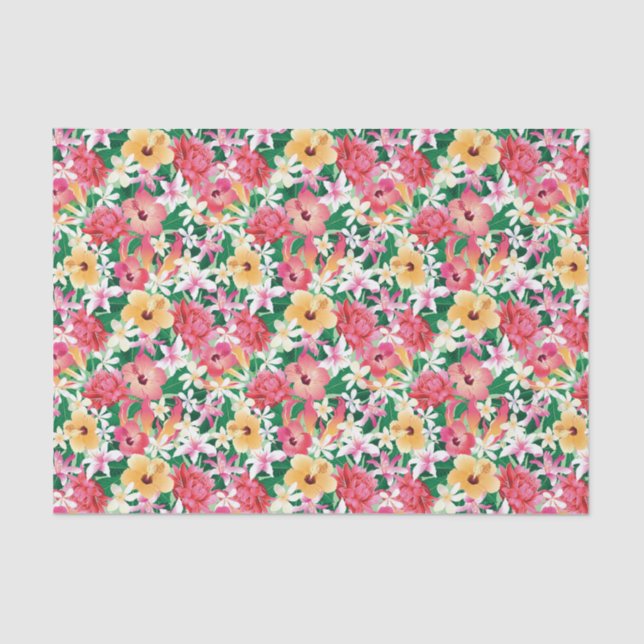 Papier Mousseline Motif floral de ketmie tropicale (Recto)