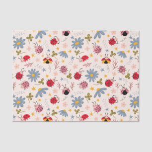 Papier Mousseline Motif floral de la coccinelle mignonne
