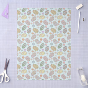 Papier Mousseline Motif Floral de Pâques aux Œufs de Pâques Pastel F
