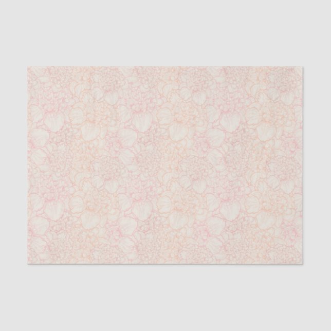 Papier Mousseline Motif floral de pivoine rose (Recto)