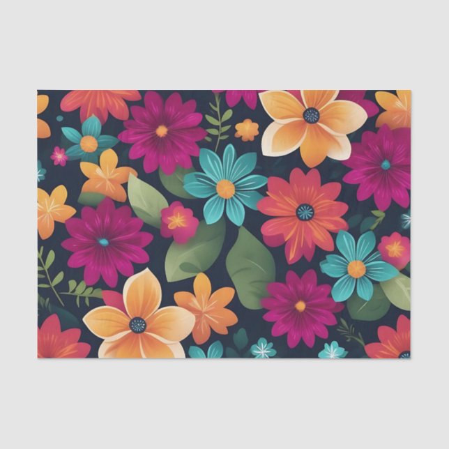 Papier Mousseline Motif floral de printemps dynamique (Recto)