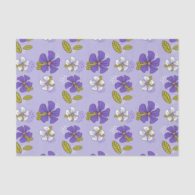 Papier Mousseline Motif floral de printemps en violet (Recto)