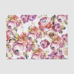 Papier Mousseline Motif floral de roses élégants de corail roses